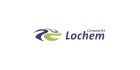 Logo van de gemeente Lochem met gestileerde vormen in blauw en groen.